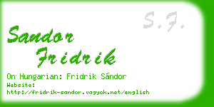 sandor fridrik business card